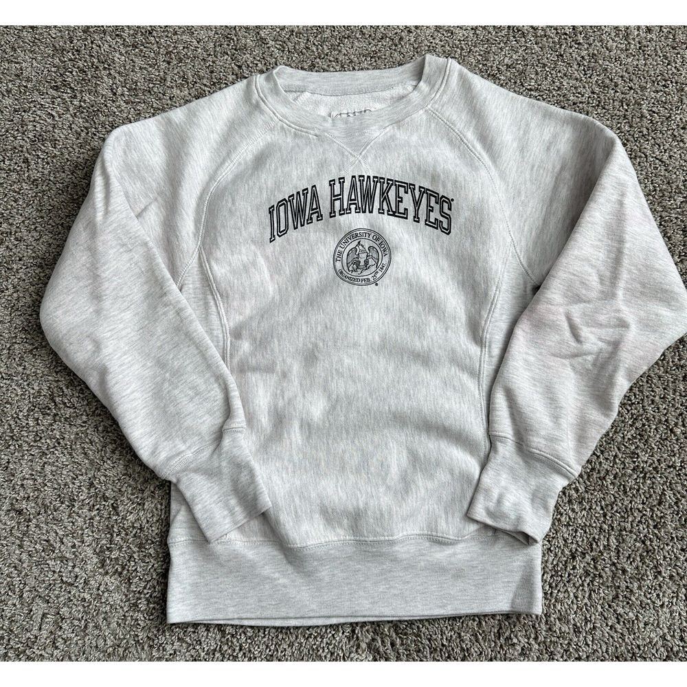 Iowa Hawkeyes Sweatshirt Adult Small Grey Long Sleeve Heavy Cotton **